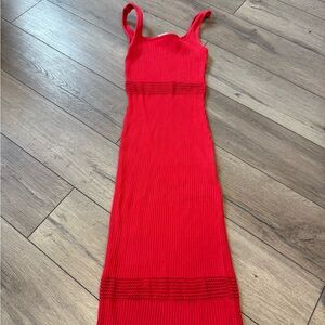 Zara Scarlet Ribbed Maxi Dress